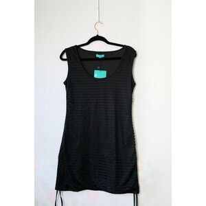 VFish M Dress Black short mini midi adj coverup Beachy NEW